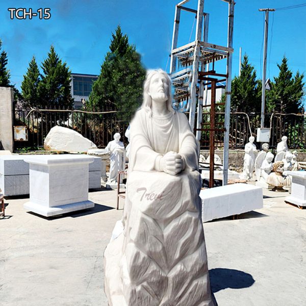 White Marble Praying Jesus Statue For Sale TCH-15