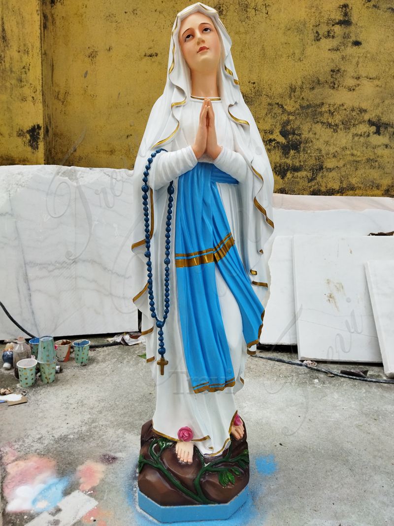 Custom Painted Marble Our Lady of Lourdes Statue for Sale 1