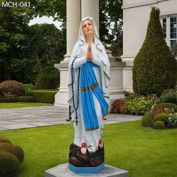 Custom Painted Marble Our Lady of Lourdes Statue for Sale