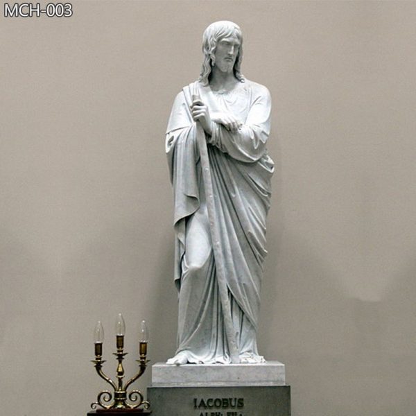 Life Size Marble Apostel Jacobus Statue Church Decor for Sale