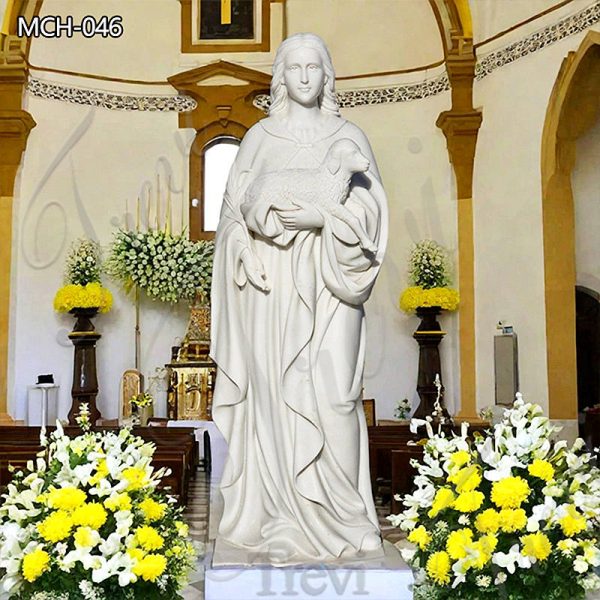 Exquisite White Marble Saint Agnes Church Statue for Sale