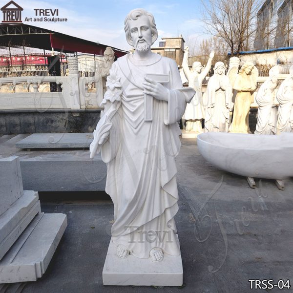 Life Size White Marble Catholic St Joseph Statue for Sale